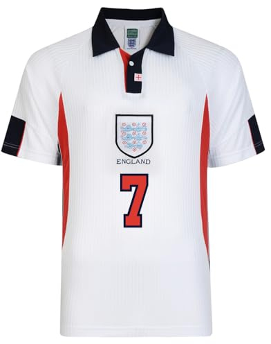 England 1998 World Cup Finals No 7 Beckham Shirt White X-Large Polyester