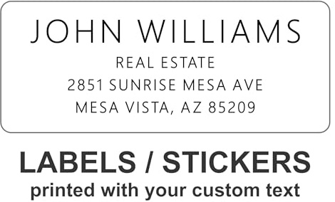 Personalized White Address Labels for Business – Custom Return Address Stickers for Envelopes, Mailing & Shipping Packages – Bulk Business Mailing Labels by PrettySweetParty (Sans Serif Font)