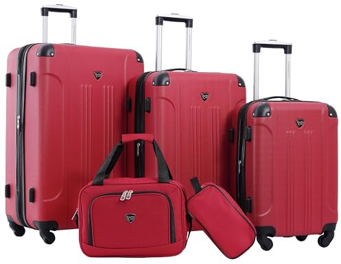 Travelers Club Chicago Hardside Expandable Spinner Luggage, Red, 5 Piece Set