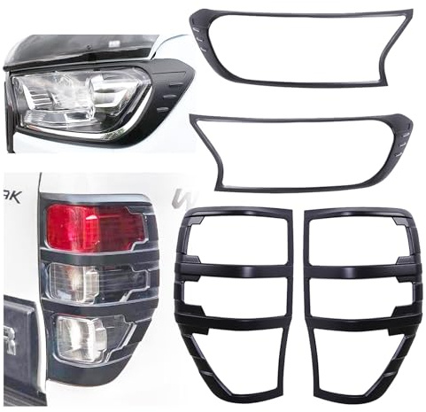 JHCHAN Lichtschutz für Ford Ranger Zubehör – Wildtrak Raptor Thunder 2015–2022 XL XLT Limited Stormtrak Wolftrak T7 T8 Scheinwerfer Rücklicht Abdeckung Schutz 4 Stück