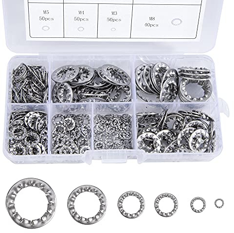 Sicherungsscheiben aus Edelstahl, Sicherungsscheibe, M3, M4, M5, M6, M8, M10, M12, Schnellverschluss, Befestigungen, Set mit Box, 270 Stück