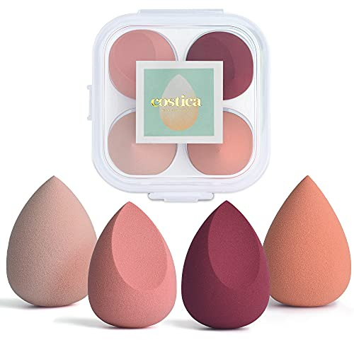 COSTICA Makeup Sponge Set Blender, Beauty Sponge Makeup Blender Flawless for Liquid - Multi Colored 4 pcs Rose Series