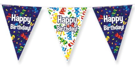 PD-Party 7031047 Party Bunting | Geburtstag Wimpelkette | Partei Flagge Dekoration - Happy Birthday, Mehrfarbig, 1000cm Länge X 30cm Breite X 0.1cm Höhe
