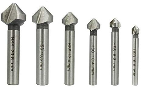 Countersink Bit Set NORTOOLS 6PCS HSS High-Speed Steel 90° 3-Flute DIN335C Chamfering Tool – Professional Metal & Plastic Countersinking Kit (6.3-20.5mm) for Stainless Steel, Iron, Aluminum, Copper ﻿
