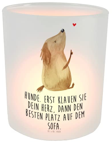Mr. & Mrs. Panda Teelicht Hund Liebe - Geschenk, süß, Hundeliebe, Herz, Sprüche, Windlicht Zur Hochzeit, Windlicht Dekorieren, Windlicht Deko,