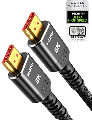 Highwings HDMI 2.1 Kabel 3meter Zertifiziertes, 10K 8K HDMI Kabel 48Gbps Ultra Highspeed 8K 60Hz 4K 120Hz 7680P eARC HDCP 2.2&2.3 DTS:X Dynamische HDR Kompatibel mit Soundbar HDTV Monitor