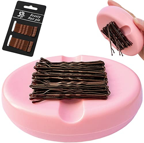 Soporte magnético para pasadores de pelo, soporte magnético para agujas de coser, soporte magnético para clips de papel con 24 horquillas (rosa)
