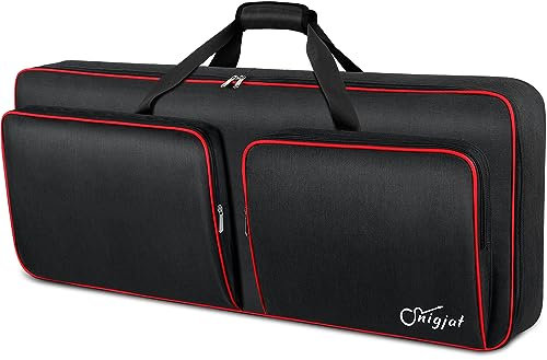 SNIGJAT Keyboard-Tasche mit 49 Tasten, weich, Klaviertasche mit gepolsterten Taschen für Laptop, Kabel, Pedale, wasserdichte Tastatur-Gigbag mit Griffen und verstellbaren Schultergurten, Innenmaße: