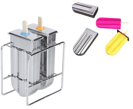 MOUMOUTEN Stainless Steel Popsicle Molds, Ice Cream Mould Home Kitchen DIY Ice Maker Tool for Ice Candy Lolly Pops, Juice and Fruit Smoothies(Round head)