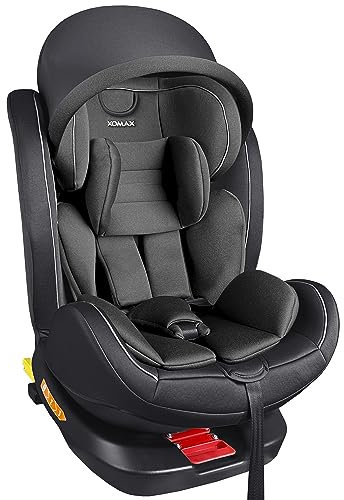 XOMAX XZ-16 Seggiolino girevole a 360° con ISOFIX e funzione sdraio, cresciuto con 0-36 kg, 0-12 anni, gruppo 0/1/2/3, cintura a 5 punti e cintura a 3 punti I ECE R129 i-Size