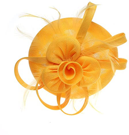 LJRPUPY Schicker Derby-Fascinator-Hut, Teeparty, Stirnband, Hut, Kirchenparty, Kopfbedeckung, Hut, Kentucky Pillbox Hut für Damen, Gelb, 7 1/4