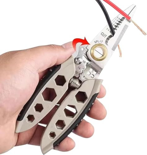 XUEQI Wire Stripper Cutter, 7 Inches Multi-Purpose Portable Wire Stripping Tool, Long Nose Wire Stripper, Pressure Adjust Cable Cutters, Electrical Wire Cutter for Electricians, Stripping and Cutting