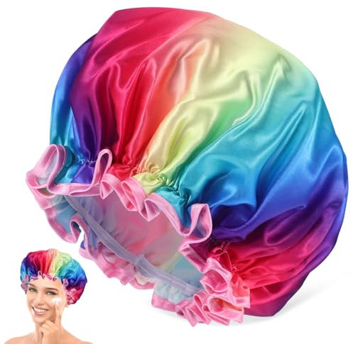 Beaupretty Duschhaube Wasserdicht Mit Regenbogen-Design Elastische Haarabdeckung Für Damen Und Herren Komfortable Reise-Duschhaube Zum Schutz Vor Nässe Beim Baden Und Alltag