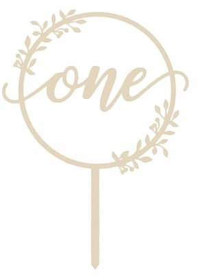 Pejlnd 1st Birthday Cake Topper - Wooden Gold First Birthday Cake Toppers One Cake Topper Decorations Kid's Party Decors for Anniversary Shower Supplies