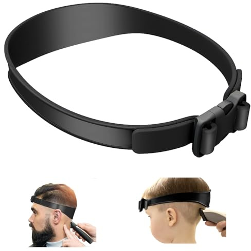 BRIOTA Curved Silicone Haircut Band, Neckline Shaving Template, Black Adjustable Hair Trimming Guide, Shaving Template Home Hair Cutting Tool, Haircut Band for Men DIY Home Haircuts