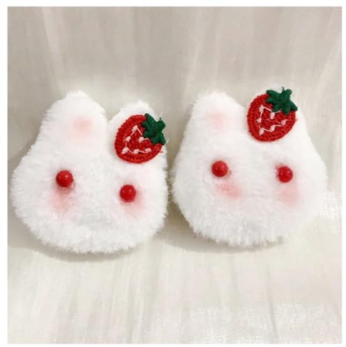 1pair Strawberry Hair Clips Rabbit Candy Blush Cheeks Plush Hair Claw Clip for Girls, Winter Gift for Students, Best Friends (strawberry)