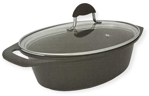 Casseruola Antiaderente ad Induzione con Coperchio Ovale Black Pearl 32 x 24 cm