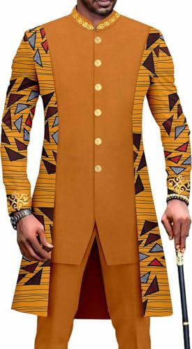 Dashiki Pour Hommes Africain Ensemble 2 Pièces Chemise Pantalon Costume Formel Tenues Traditionnelles Coupe Slim Costume Survêtement Pour Fête De Mariage Vêtements À La Mode (Color : 9, Size : L)