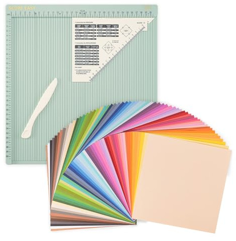 Vaessen Creative Bastelset - Falzbrett Score Easy 30,5 x 30,5 cm und Tonkarton Glatt 30,5 x 30,5 cm - Ideal für Karten Basteln, Scrapbooking und Briefumschlag - Scrapbooking Zubehör