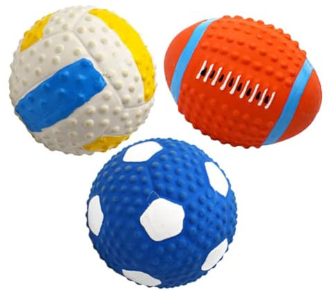 Milisten 3stücke Teiliges Haustierspielzeug Latex Kauspielzeug Für Hunde Mit Geräuschfunktion Fördert Zahnpflege Und Spielvergnügen -fußball Volleyball Rugby
