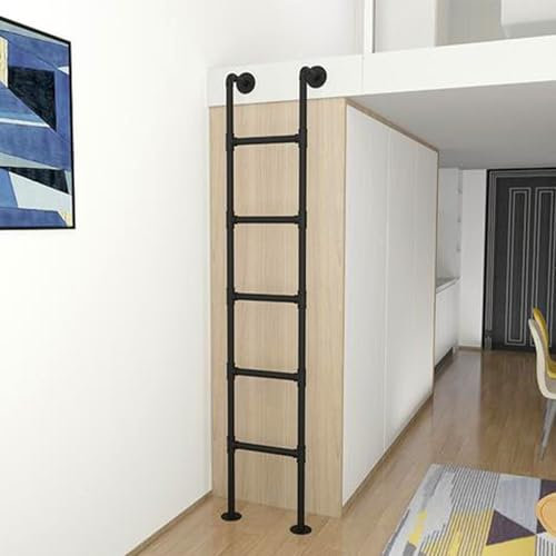 Schwarze Etagenbettleiter Robuste Metall-Stufenleiter – Sicherheits-Kletterleiter für Wohnheime Lofts Wohnmobile – Universelle Platzsparende Feuerleiter für Kellerfensterschächte(120cm/47in)