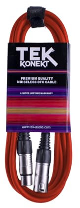 Premium XLR Cable for a Clear Audio Signal with Balanced Male to Female Microphone Lead, plus Cable Tie, for professional DJ, stage and studio (Red, 10m)