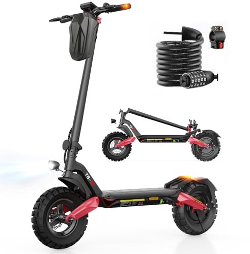E Scooter mit Straßenzulassung, 80-100 KM Reichweite, 48V 15Ah, 10 Zoll Offroad Luftreifen, ABE Elektroroller mit Doppelter Stoßdämpfung, Faltbarer E Roller Offroad Belastung bis 150 KG, LED, App