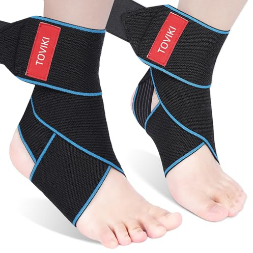 TOVIKI Sprunggelenkbandage, 2 Stück Einstellbares bandage fußgelenk, Flexible Knöchelbandage, Ultra Dünn Fußbandage, Laufen Fussball, Rechte und Linke Fußgelenk