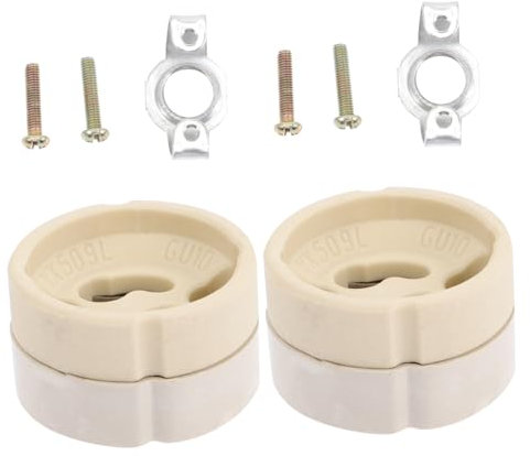 Homoyoyo Lot de 2 Douilles Plafond Gu10/gz10 en Céramique Blanche Support, Résistantes la Chaleur, Faciles à Installer pour Lampe Murale Cuisine