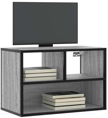 Gecheer Sonoma-grå TV-bänk 60 x 31 x 39,5 cm av spånskiva och metall, skåp, TV-dörr, modern, TV-skåp, vardagsrum, TV-dörr, modernt TV-skåp, TV-konsol, TV-skåp, P848917