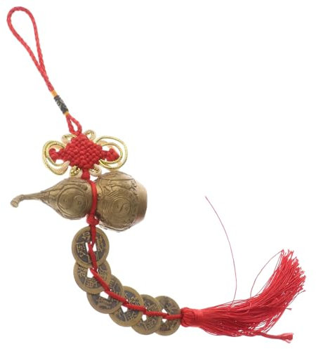 Vaguelly Six Emperors Money Gourd Pendant Gourd Adornment for Home Office Decorative Chinese Coins