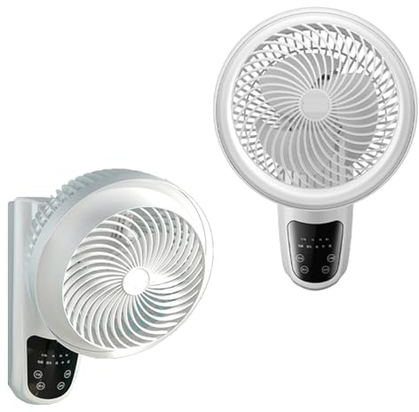 YAVYAV Piccolo Ventilatore Da Parete Con Telecomando, Ventilatore Oscillante Con Flusso D'aria Potente Da 6,0 M, 3 Velocità, Timer, Cavo Da 120 Cm, Per Camper, Casa, Ufficio, Garage