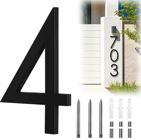 Numero civico da 22,9 cm, nero 4