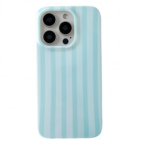 ZTOFERA for iPhone 15 Case with Geometric Vertical Stripes,Cute Fashion Simple Line Pattern for Women Men,Soft TPU Slim Glossy Shockproof Case Cover(Light Blue)