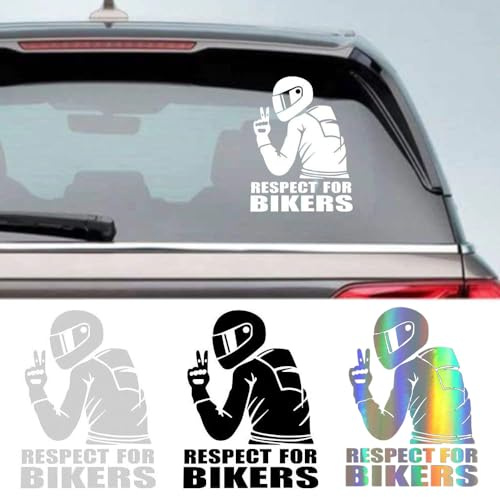 TILONKJ 3 Pezzi Adesivo Respect for Bikers, Adesivo per per auto e moto, Adesivo Divertente per Auto e Vetri, per Veicoli Raschietto in PlasticaTablet