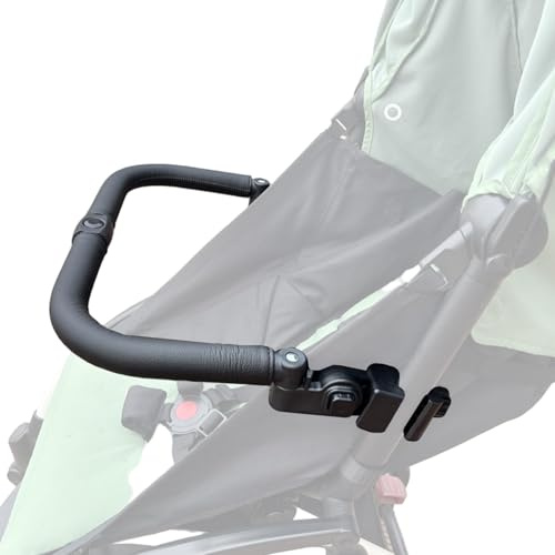Barra de parachoques para cochecito, manija de cochecito impermeable de ángulo ajustable de cuero de PU para niños pequeños, accesorio de barra transversal desmontable para soporte y seguridad, decor