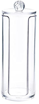 Licsaliwe Contenitore dispenser rotondo per dischetti di cotone, supporto per cosmetici per bastoncini di cotone, organizzazione del trucco