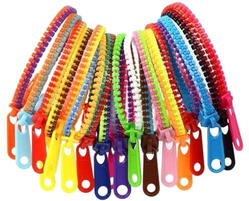DOKRIN Bracelets pour enfants Coffret de 20 bracelets zippés aux couleurs assorties - Jouets sensoriels et anti-stress pour enfants, bracelets d'amitié tendance