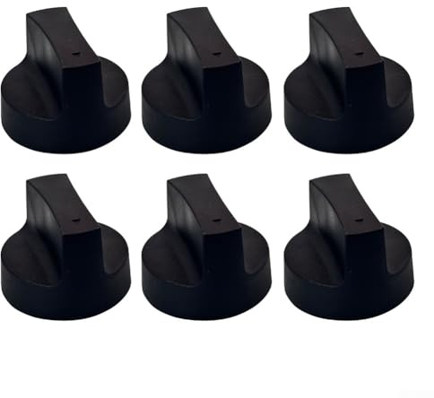 Pack of 5 50 mm Gas Stove Knobs for Cooking Control Accessories Designed for BBQ and Oven Use (Black)