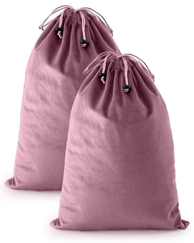 2 Pcs Shoe Bags for Travel, Dust Velvet Bags, Parfait Pink, 17.3x12.6 Inch
