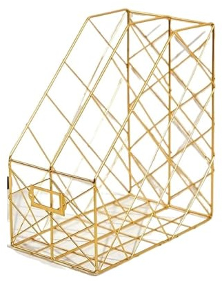 Fach Metall Zeitschriftensammler Briefablage Dokumentenablage Desktop Büro Organizer Platzsparende Aufbewahrung für A4-Blätter, Briefe(2 Layer-golden)