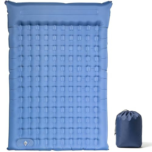 DoXtreme Doppel Isomatte für 2 Personen Selbstaufblasende Luftmatratze 195x134cm Breit,14cm Dicke Fußbetätigte Aufblasfunktion, Perfekt für Paare & Familien-Camping, Festival & Gästebett