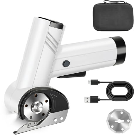 Forbici elettriche senza fili, 2000 mAh, 4 V, con funzione di illuminazione, 120/160/200/320 giri/min, taglio universale, spessore massimo di taglio 11 mm, per cartone, tappeto, pelle, tessuto