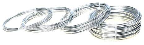 Aluminiumtråd 5 m/rulle, 1,0/1,5/2,0/3,0 mm, aluminiumtråd, pysseltråd, mångsidig, lackerad metall, gör-det-själv-örhängen, halsband, handgjord smyckestillverkning (silver, 1,00 mm)