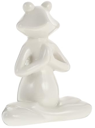 Lurrose Yoga Frog Statue Ceramic Ornament Delicate Details White Frog-shaped Home Decoration Unique Creative Figurine for Indoor Display and Home Décor Accent