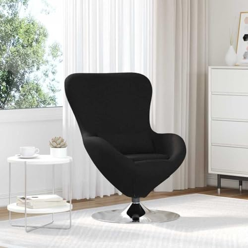 SooIarix Eiersessel Schwarz, drehbar, 63x73x90 cm, Stoffbezug, Loungesessel für Wohnzimmer, Schlafzimmer, max. 110 kg