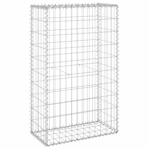 Yisssmeng Gabion mural 60 x 30 x 100 cm en acier galvanisé avec couvercle, argenté, fil de 3,5 mm, mailles de 10 x 5 cm, résistant aux intempéries, pour clôture de jardin, pare-vue, bordure de