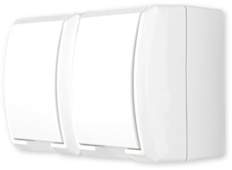 REV AquaForm, Doppelsteckdose-Feuchtraumsteckdose, IP44, einpolig, Aufputz, weiß