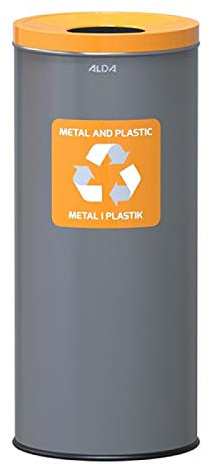 Alda Eco Poubelle de tri sélectif 45 l Gris et Couvercle Couleur Jaune Acier Inoxydable Taille Unique