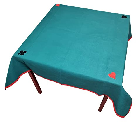JYW Poker Table Cloth 47″ Square Green – Casino Card Table Cover Felt-Style Gaming Mat for Bridge, Poker, Mahjong & Card Games – Machine Washable Portable Poker Table Topper